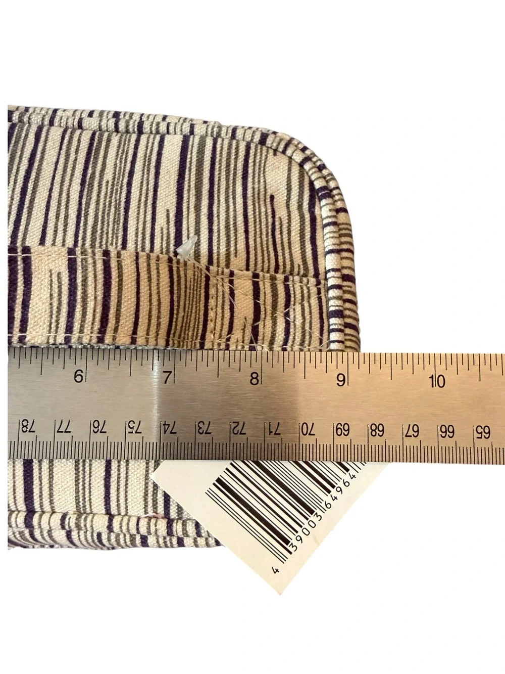 Nordstrom Striped Canvas Cosmetic Case - Cream and Navy, NWT
